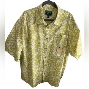 NE Limited Yellow Hawaiian Print Aloha Short Sleeve Shirt Size 2XL NWT